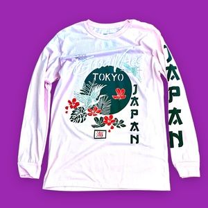 Good Vibes Hustle Tokyo Japan Long Sleeve T-Shirt. Medium. Japan on Sleeve. Fun.